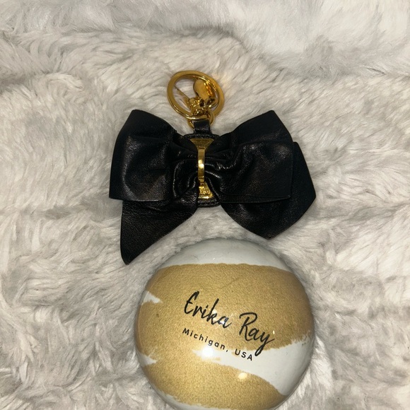 Prada Handbags - Prada Black & Gold Bow Keychain/Bag Charm
